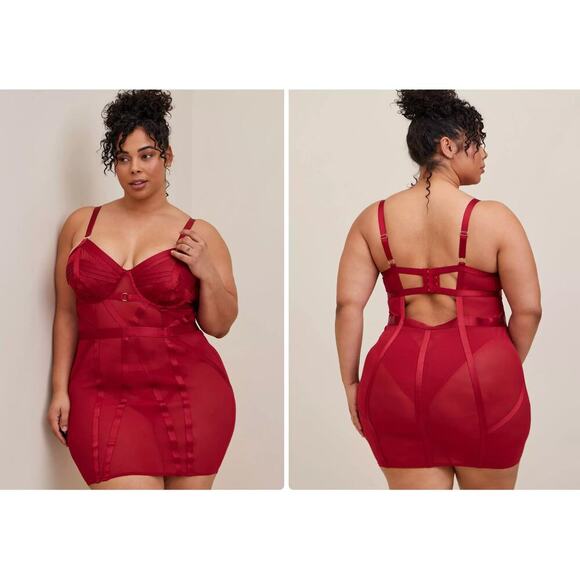 Torrid Red Cut Out Strappy Chemise, Lingerie Size 2 NWT - Picture 5 of 9